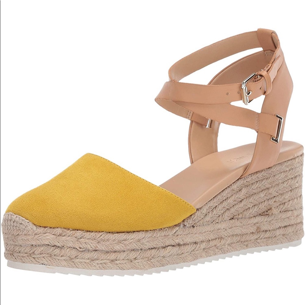 NINE WEST Ava yellow suede espadrille wedge